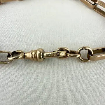 Vintage 10k Rose Gold Paper Clip Chain Bracelet with Gold Filled Clasp