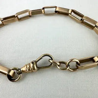 Vintage 10k Rose Gold Paper Clip Chain Bracelet with Gold Filled Clasp
