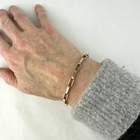 Vintage 10k Rose Gold Paper Clip Chain Bracelet with Gold Filled Clasp