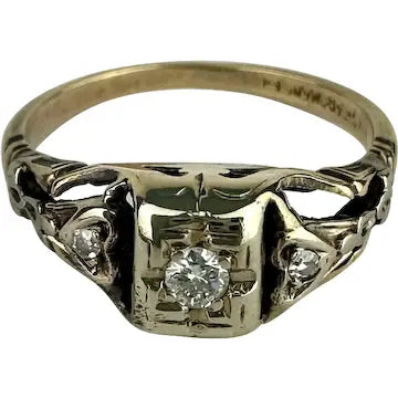 Vintage 14k Gold Diamond Ring Size 4.75