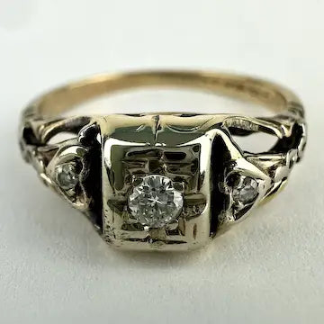 Vintage 14k Gold Diamond Ring Size 4.75