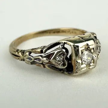 Vintage 14k Gold Diamond Ring Size 4.75