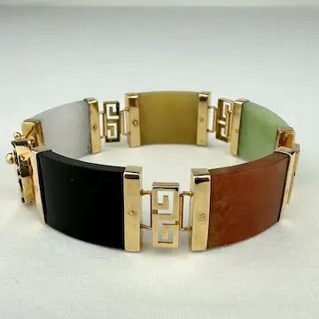 Vintage 14k Gold Jade Link Bracelet