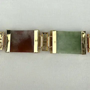 Vintage 14k Gold Jade Link Bracelet