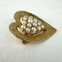 Vintage 14k Gold Pearl Heart Brooch or Pendant