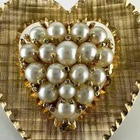 Vintage 14k Gold Pearl Heart Brooch or Pendant