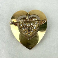 Vintage 14k Gold Pearl Heart Brooch or Pendant