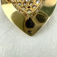 Vintage 14k Gold Pearl Heart Brooch or Pendant