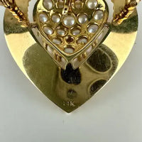 Vintage 14k Gold Pearl Heart Brooch or Pendant