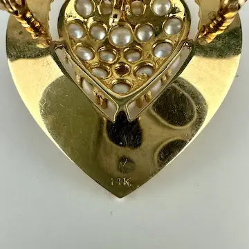 Vintage 14k Gold Pearl Heart Brooch or Pendant