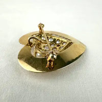 Vintage 14k Gold Pearl Heart Brooch or Pendant