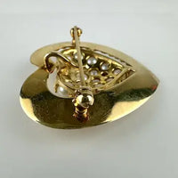 Vintage 14k Gold Pearl Heart Brooch or Pendant
