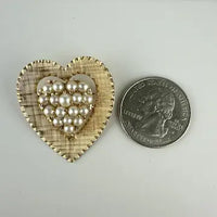 Vintage 14k Gold Pearl Heart Brooch or Pendant