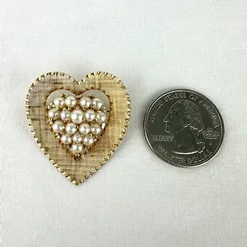 Vintage 14k Gold Pearl Heart Brooch or Pendant