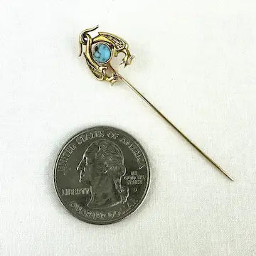 Vintage 14k Gold & Turquoise Phoenix Stick Pin