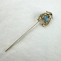 Vintage 14k Gold & Turquoise Phoenix Stick Pin
