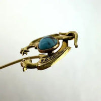 Vintage 14k Gold & Turquoise Phoenix Stick Pin