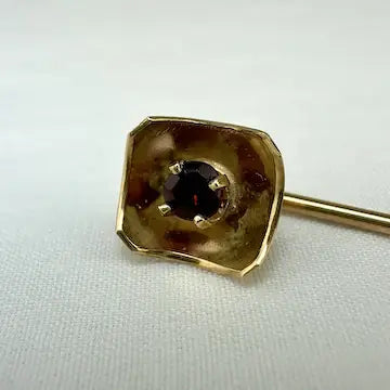 Vintage 14k Yellow Gold Garnet Stick Pin