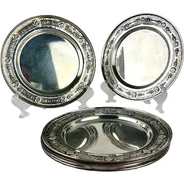 Vintage 6” Sterling Silver International Plates