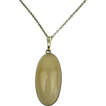 Vintage Agate Pendant Necklace 14k Gold Bezel on a 18k Gold Filled Chain