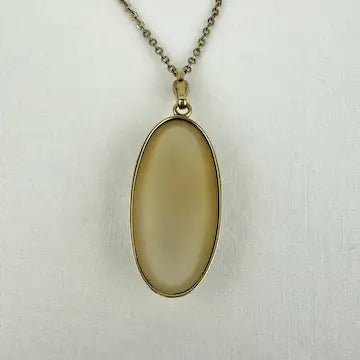 Vintage Agate Pendant Necklace 14k Gold Bezel on a 18k Gold Filled Chain
