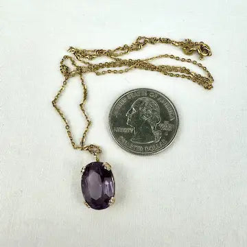 Vintage Amethyst Pendant Necklace on an 18k UnAErre Italian Chain