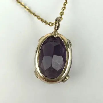 Vintage Amethyst Pendant Necklace on an 18k UnAErre Italian Chain