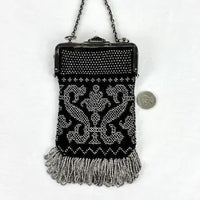 Vintage Art Deco Beaded Fringed Handbag