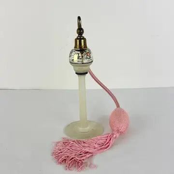 Vintage Art Deco Hand Painted Czech Glass Perfume Atomizer