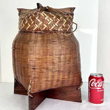 Vintage Asian Hand Woven Large Sticky Rice Basket