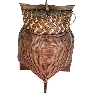 Vintage Asian Hand Woven Large Sticky Rice Basket