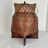 Vintage Asian Hand Woven Large Sticky Rice Basket