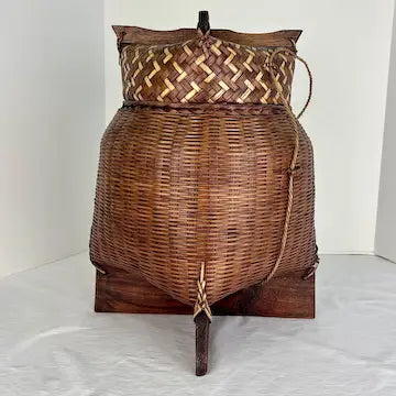 Vintage Asian Hand Woven Large Sticky Rice Basket