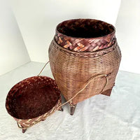Vintage Asian Hand Woven Large Sticky Rice Basket