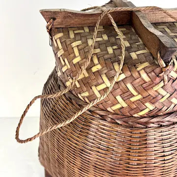 Vintage Asian Hand Woven Large Sticky Rice Basket