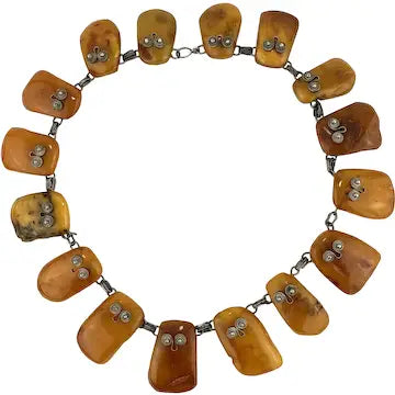 Vintage Baltic Amber Chunk Necklace