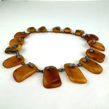 Vintage Baltic Amber Chunk Necklace