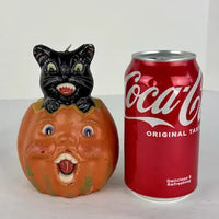 Vintage Black Cat and Choir Boy Pumpkin Halloween Candle