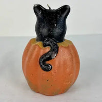 Vintage Black Cat and Choir Boy Pumpkin Halloween Candle
