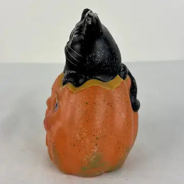 Vintage Black Cat and Choir Boy Pumpkin Halloween Candle
