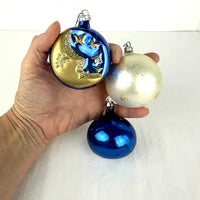 Vintage Blown Glass Moon and Star Ornaments