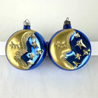 Vintage Blown Glass Moon and Star Ornaments