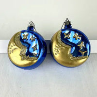 Vintage Blown Glass Moon and Star Ornaments