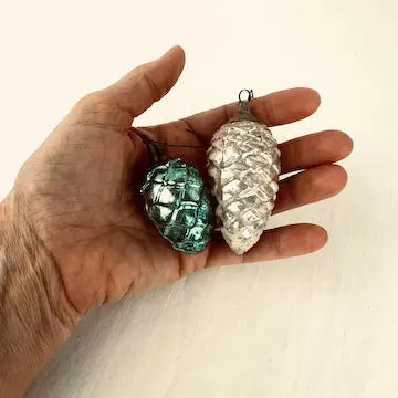 Vintage Blown Glass Pine Cone Ornaments
