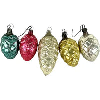Vintage Blown Glass Pine Cone Ornaments