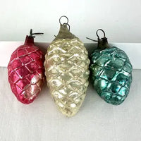 Vintage Blown Glass Pine Cone Ornaments