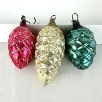 Vintage Blown Glass Pine Cone Ornaments