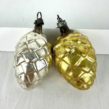 Vintage Blown Glass Pine Cone Ornaments