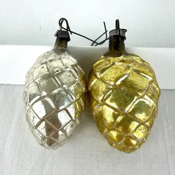 Vintage Blown Glass Pine Cone Ornaments