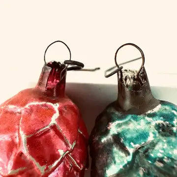 Vintage Blown Glass Pine Cone Ornaments